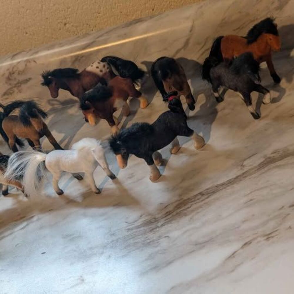 Miniature velveteen toy horses